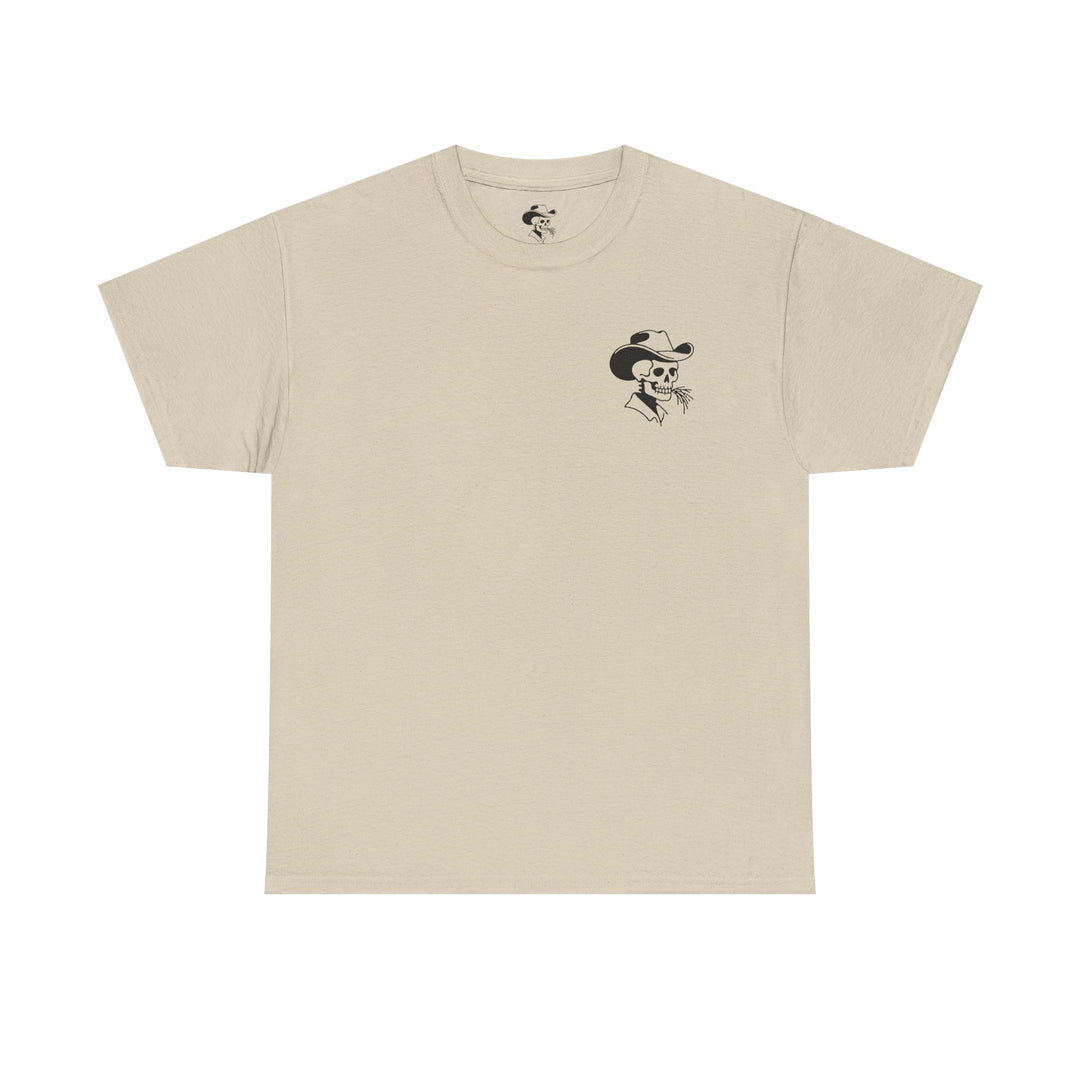 Psalm 144:1- A Christian piece of apparel featuring a design of a skeleton cowboy and Bible verse