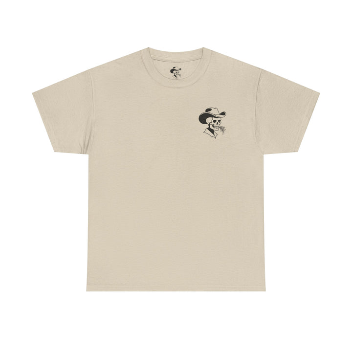 Psalm 144:1- A Christian piece of apparel featuring a design of a skeleton cowboy and Bible verse