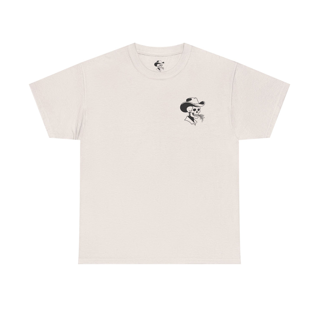 Psalm 144:1- A Christian piece of apparel featuring a design of a skeleton cowboy and Bible verse