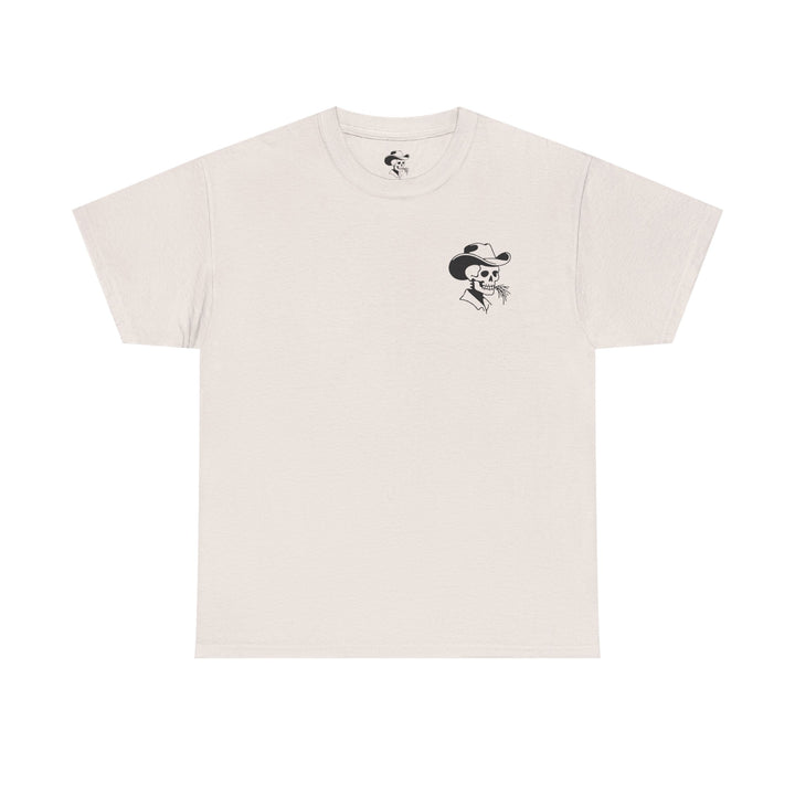 Psalm 144:1- A Christian piece of apparel featuring a design of a skeleton cowboy and Bible verse