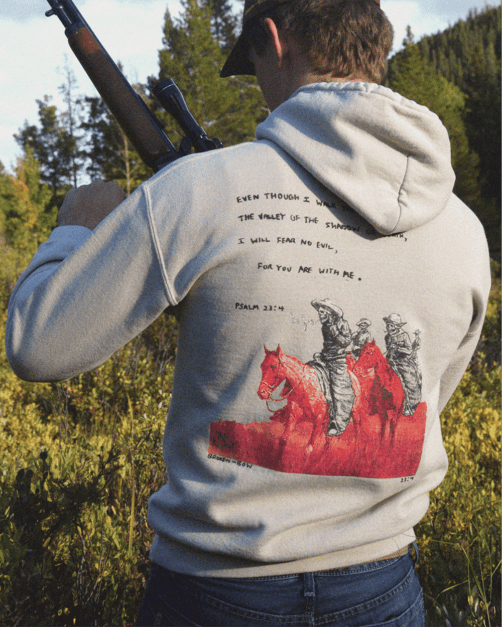 Psalm 23:4 Mid - Weight Hoodie - Broken Bow Country - Hoodie